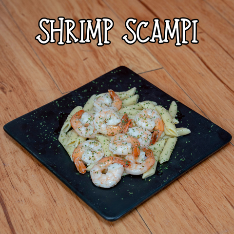 Shrimp Scampi Over Penne Pasta