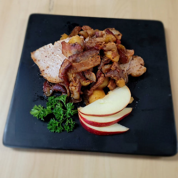 Baked Pork Chops with Apple and Bacon Slices