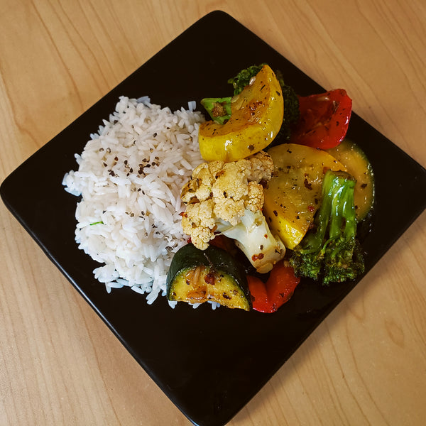 Grilled Seasonal Veggies and Rice